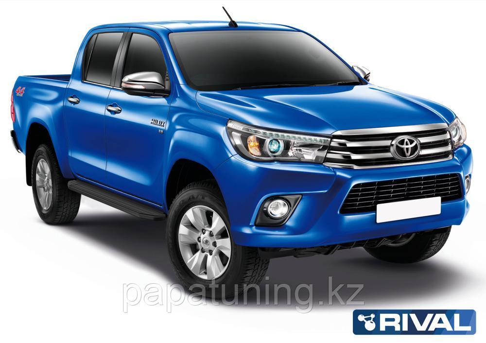 Пороги подножки Toyota Hilux 8 2015-2018 Premium-Black - фото 2 - id-p103841326