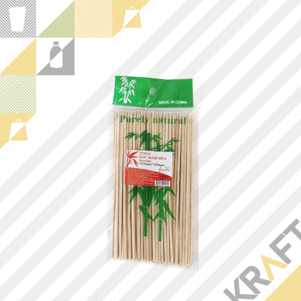 Шампур деревянный 150мм FIESTA (100шт/уп), фото 1