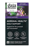 Gaia Herbs, Adrenal Health, ежедневная поддержка, 60 веганских жидких фито-капсул