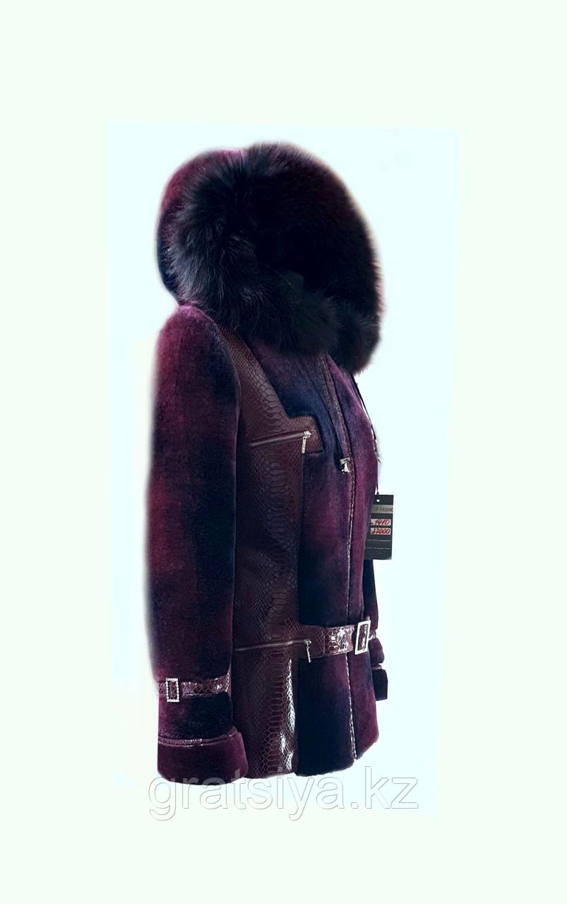 Женская Зимняя Куртка с Капюшоном на Искусственном Меху и Эко кожи - фото 3 - id-p104011959