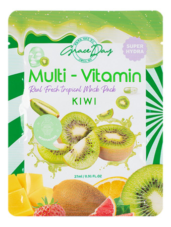 GRACE DAY Тканевая маска Multi-Vitamin Real Fresh Tropical Mask Pack 27ml Kiwi 1 шт