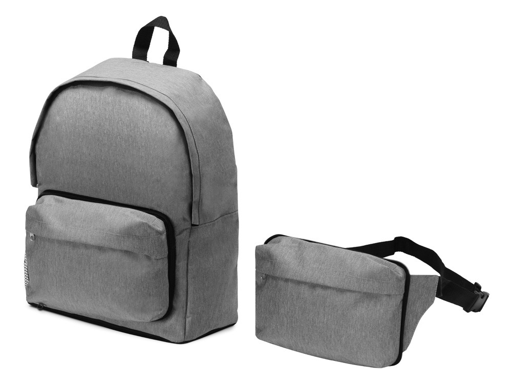 Рюкзак из переработанного пластика Extend 2-в-1 с поясной сумкой, серый - фото 1 - id-p104013372