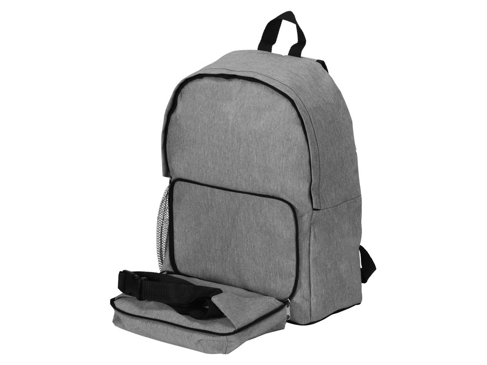 Рюкзак из переработанного пластика Extend 2-в-1 с поясной сумкой, серый - фото 3 - id-p104013372