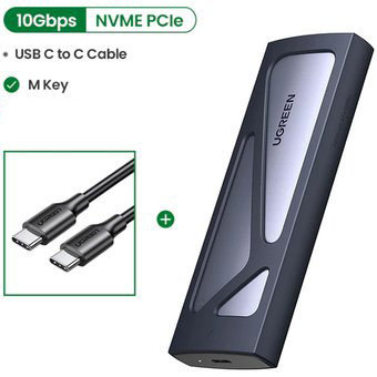 SSD корпус для накопителя PCI-express M.2 в TypeC или USB Ugreen Nvme PCIe M-Key, фото 2
