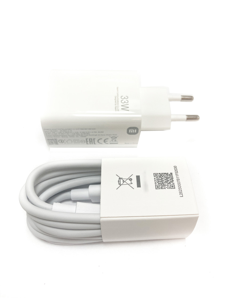 Зарядное устройство (USB-адаптер) для смартфона USB-C Xiaomi Mi, 33W + кабель USB&USB-C (Original)