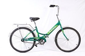 Подростковый городской велосипед Кама К24, зелёный, складной