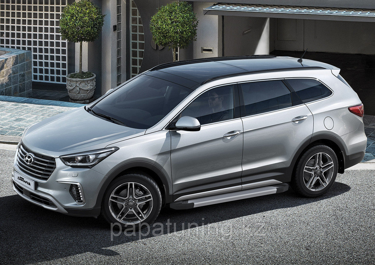 Пороги подножки Hyundai Grand Santa Fe 2012-2016- Silver - фото 2 - id-p103840902