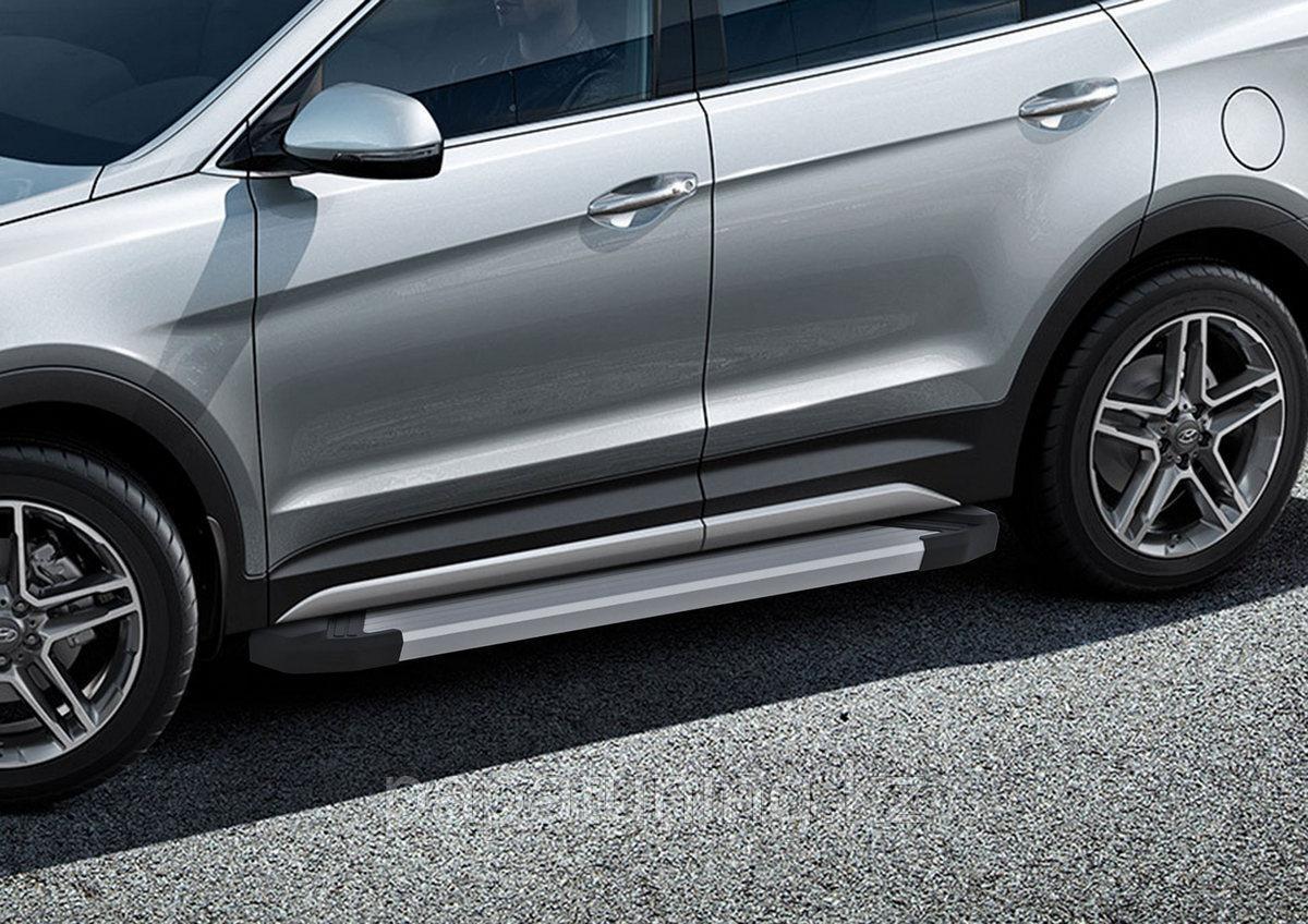 Пороги подножки Hyundai Santa Fe 2012-2018 Silver