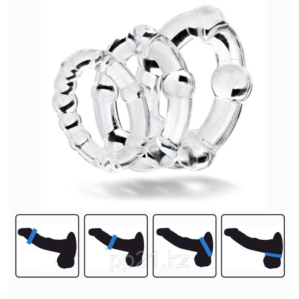 Силиконовое эрекционное кольцо 3 шт, фото 1