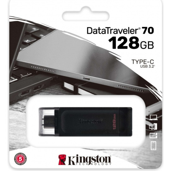 Флэш-накопитель Kingston 128Gb USB-C 3.2 DT70/128GB (Black)