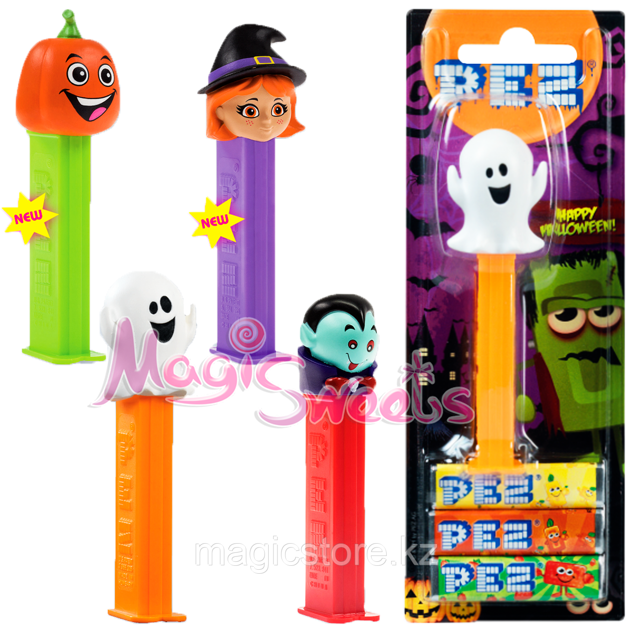 PEZ Конфеты с игрушкой 2 в 1 "Хеллоуин" 17 гр. / Упаковка 12 шт. / Венгрия