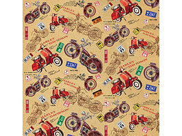 Бумага упаковочная с полноцветным декоративным рисунком - 70х100 80гр. "Harley Davidson. Крафт" немелованная в