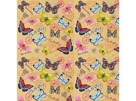 Бумага упаковочная с полноцветным декоративным рисунком  - 70х100 80гр. "Бабочки. Крафт" немелованная в рулоне