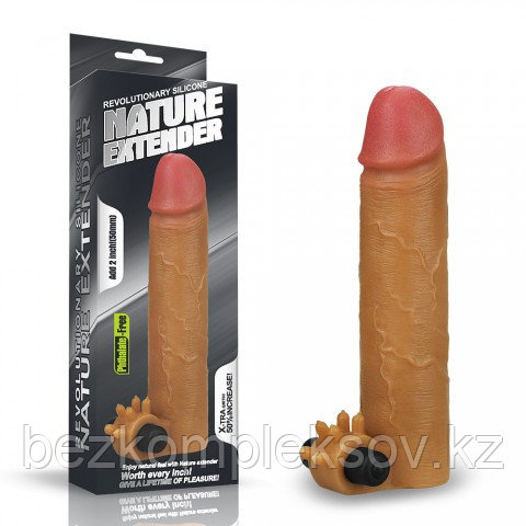 Насадка на пенис с вибропулей Nature Extender Brown (19 см)
