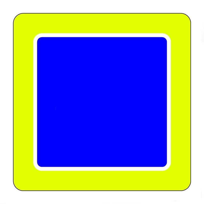 Знак повышенной видимости квадратная маска с флуоресцентным фоном