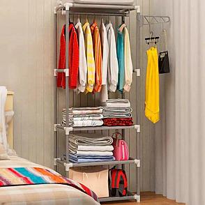 Напольная вешалка для хранения одежды, открытый шкаф органайзер для одежды на 4 полки, фото 2