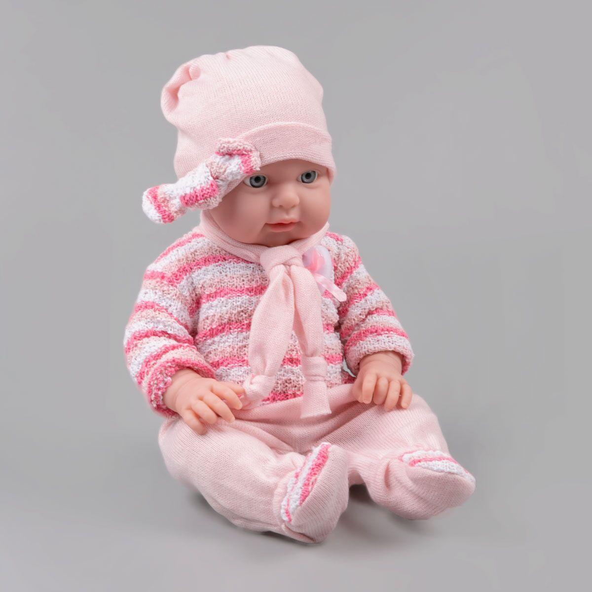 Игрушка пупс в вязанном костюмчике, в полосочку Kaifan Toys