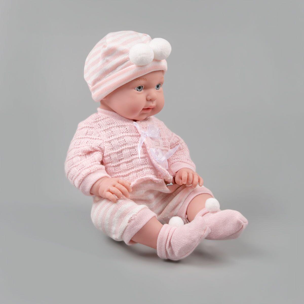 Игрушка пупс в вязанном нежно розовом костюмчике Kaifan Toys