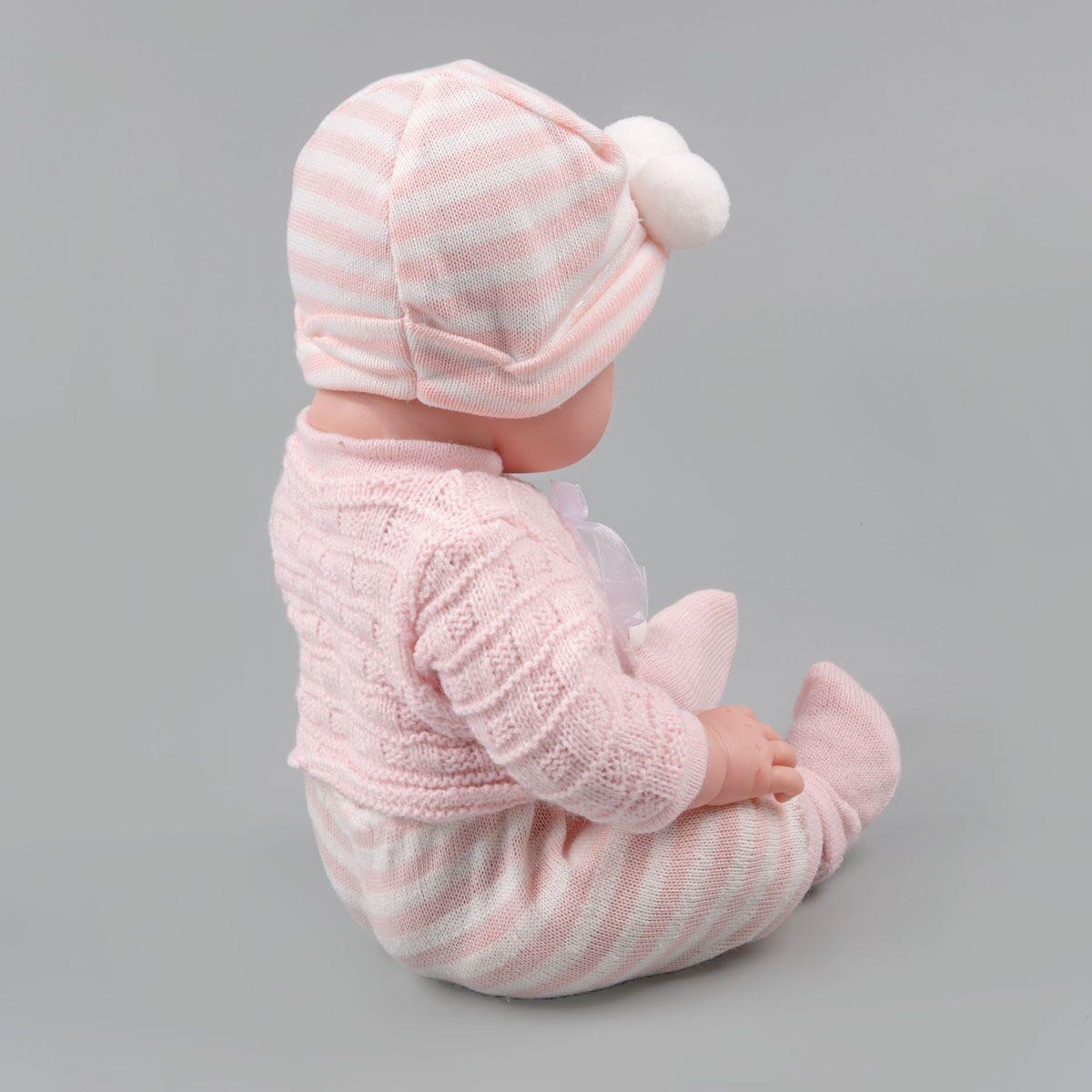 Игрушка пупс в вязанном нежно розовом костюмчике Kaifan Toys