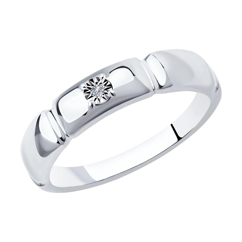 Кольцо из серебра с натуральным бриллиантом - р.19