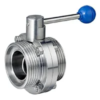 Дисковый кран бабочка резьба-сварка 65x63x137 мм AISI 304 DIN GG