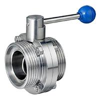 Дисковый кран бабочка резьба-сварка 32x53x107 мм AISI 304 DIN GG