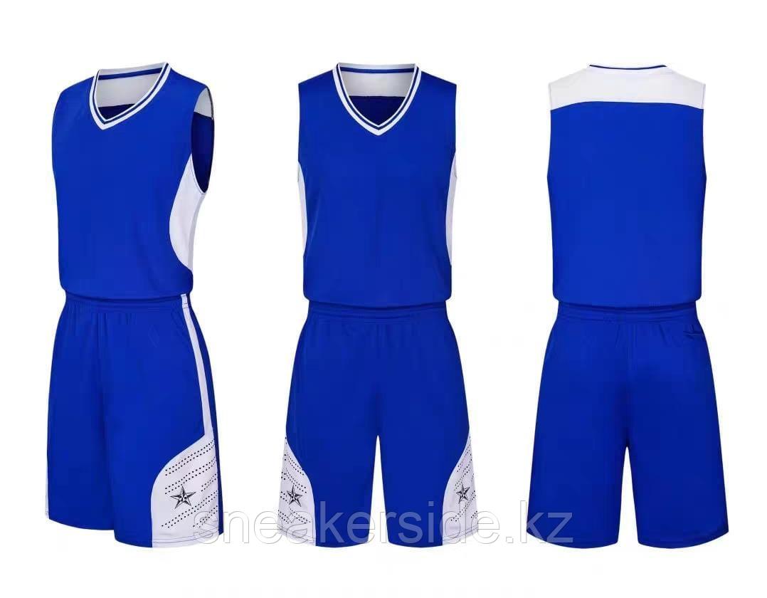 Баскетбольная форма синяя с нанесением принта "PLAYER NAME + NUMBER", джерси+шорты (Junior 2XS - Adult 5XL) - фото 8 - id-p104208084