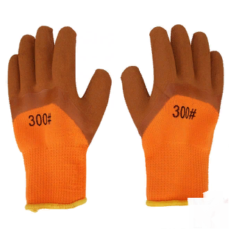 Перчатки рабочие акриловые 3/4 вспененное латексное покрытие #300, оранжевые - фото 1 - id-p104208454