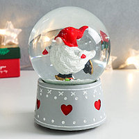 Сувенир снежный водяной шар музыка "Дед Морозик на коньках" 11,5х11,5х14 см