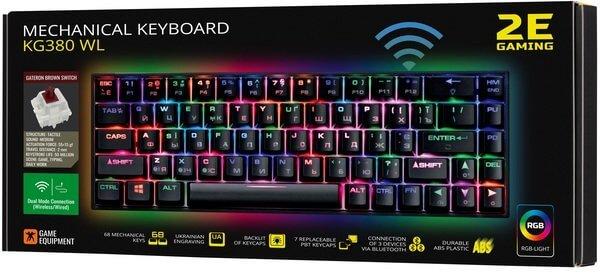 Клавиатура игровая 2E GAMING KG380 RGB 68key Gateron Brown Switch