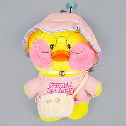 Мягкая игрушка Уточка в розовой панаме желтая  Lalafan 30 см