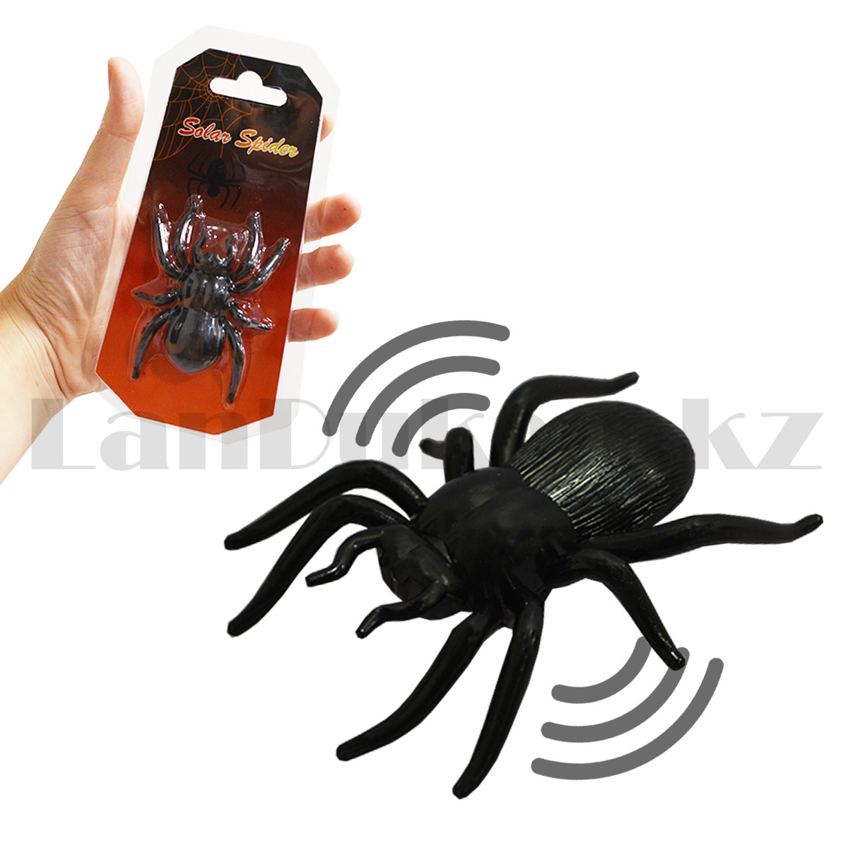 Паук игрушечный бегающий для розыгрышей черный