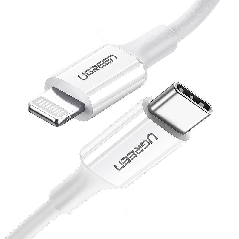 UGREEN 10493 Кабель US171 Lightning To Type-C 2.0 Male Cable White 1M