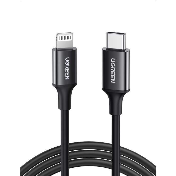 UGREEN 60751 Кабель US171 Lightning To Type-C 2.0 Male Cable Black 1M