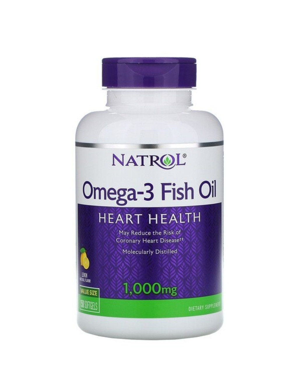 Natrol Рыбий жир омега-3, натуральный лимонный вкус, 1000 мг, 150 мягких таблеток - фото 1 - id-p104211921