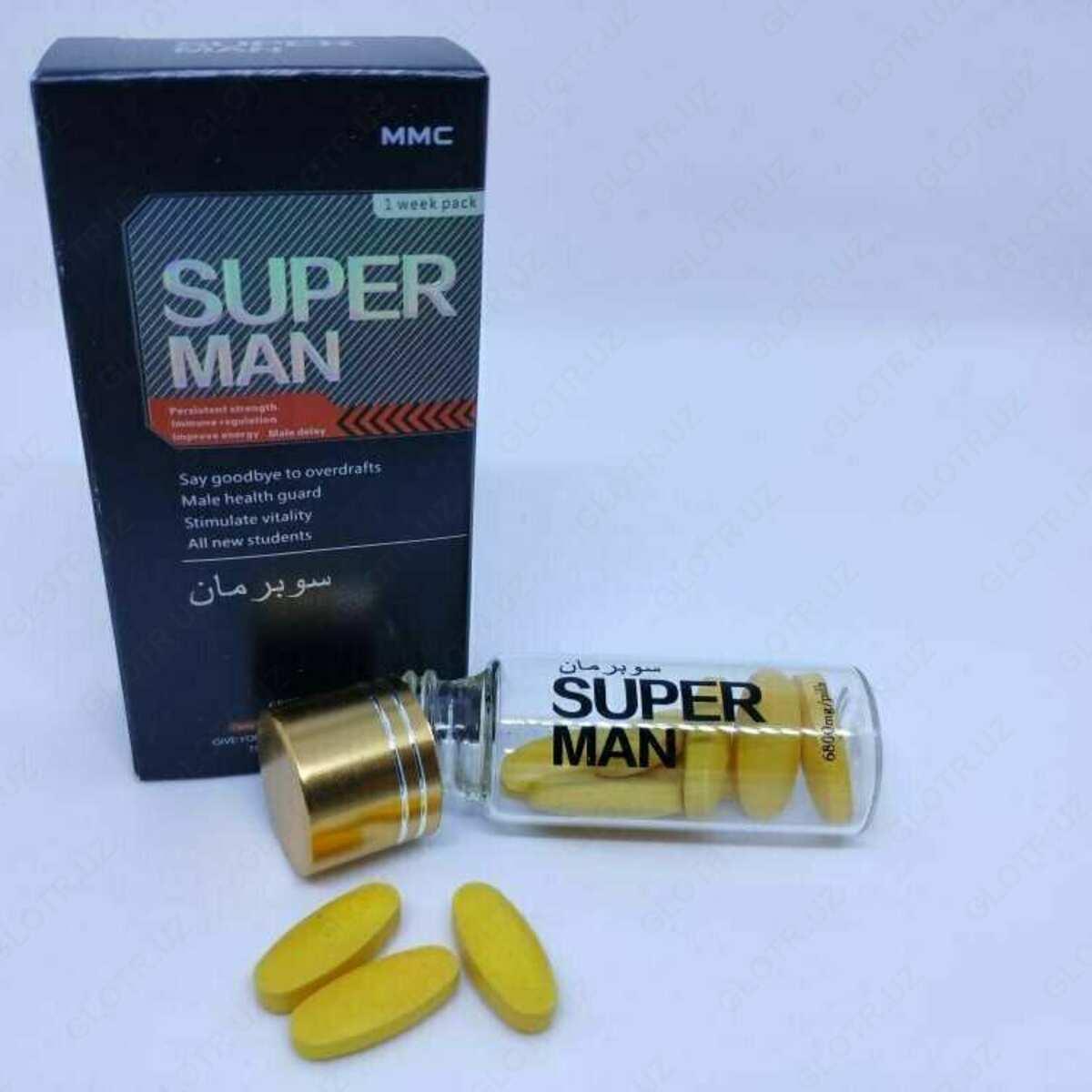 SUPER MAN средство для повышения потенции, банка 6800* 10 таблеток - фото 1 - id-p104213846