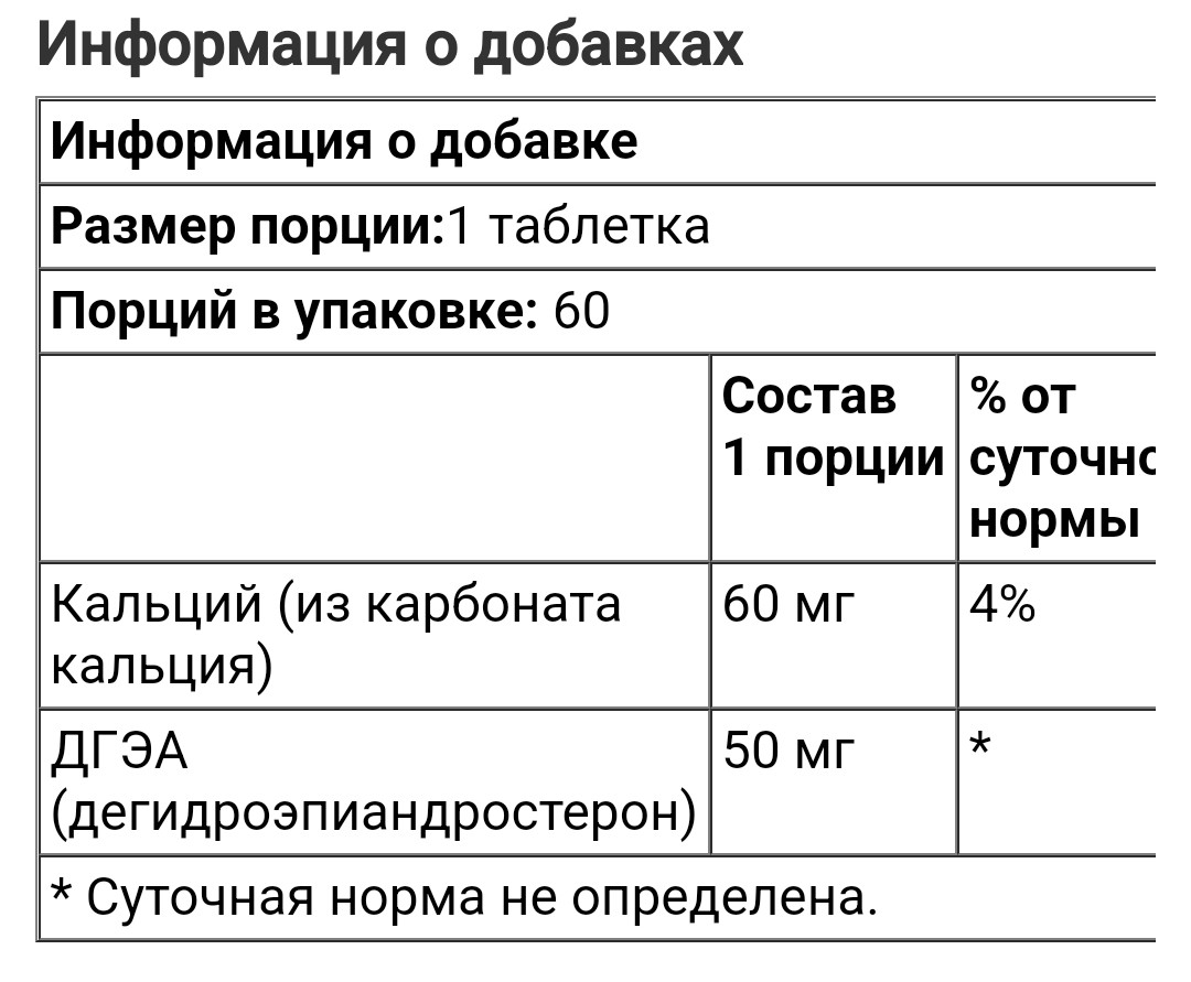 Natrol ДГЭА, 50 мг, 60 таблеток - фото 3 - id-p104214065