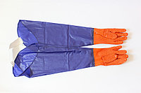 ПЕРЧАТКИ ПВХ РЫБАЦКИЕ ОРАНЖЕВЫЕ С НАРУКАВНИКАМИ И РЕЗИНКОЙ.