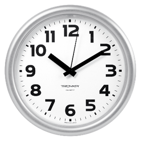 Часы D 245 мм, круглые, белые, серебристый корпус, пластиковое стекло Часпром