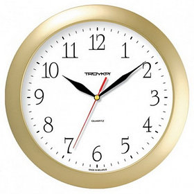 Часы d-290мм, круглые, белые, золотой корпус, минеральное стекло Часпром