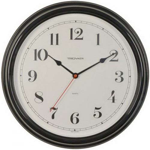 Часы d-310мм, круглые, белые, черный корпус, минеральное стекло Часпром