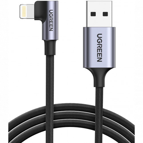 UGREEN 60521 Кабель US299 Angled Lightning To USB 2.0 A Male Cable(90°  Angle)/Black 1M