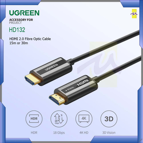 UGREEN 50218 Кабель Ugreen HD132 HDMI 2.0 Male To Male Fiber Optic Cable 40M - фото 2 - id-p104221762