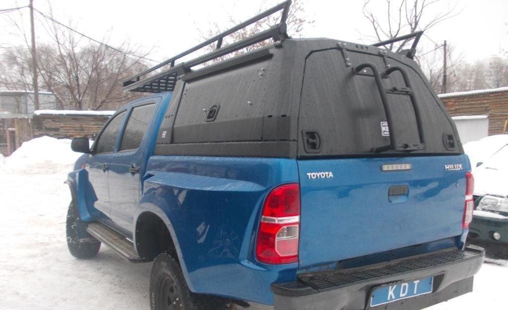 Багажник с боковыми бортами и спойлером для кунга/каркаса грузового алюминиевый - Toyota Hilux - фото 4 - id-p104228811