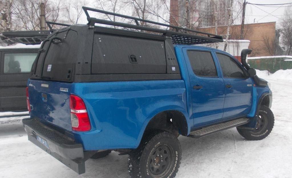 Багажник с боковыми бортами и спойлером для кунга/каркаса грузового алюминиевый - Toyota Hilux - фото 5 - id-p104228811