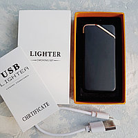 Электроимпульсная зажигалка. Фирма LIGHTER в подарочной коробке, черная.
