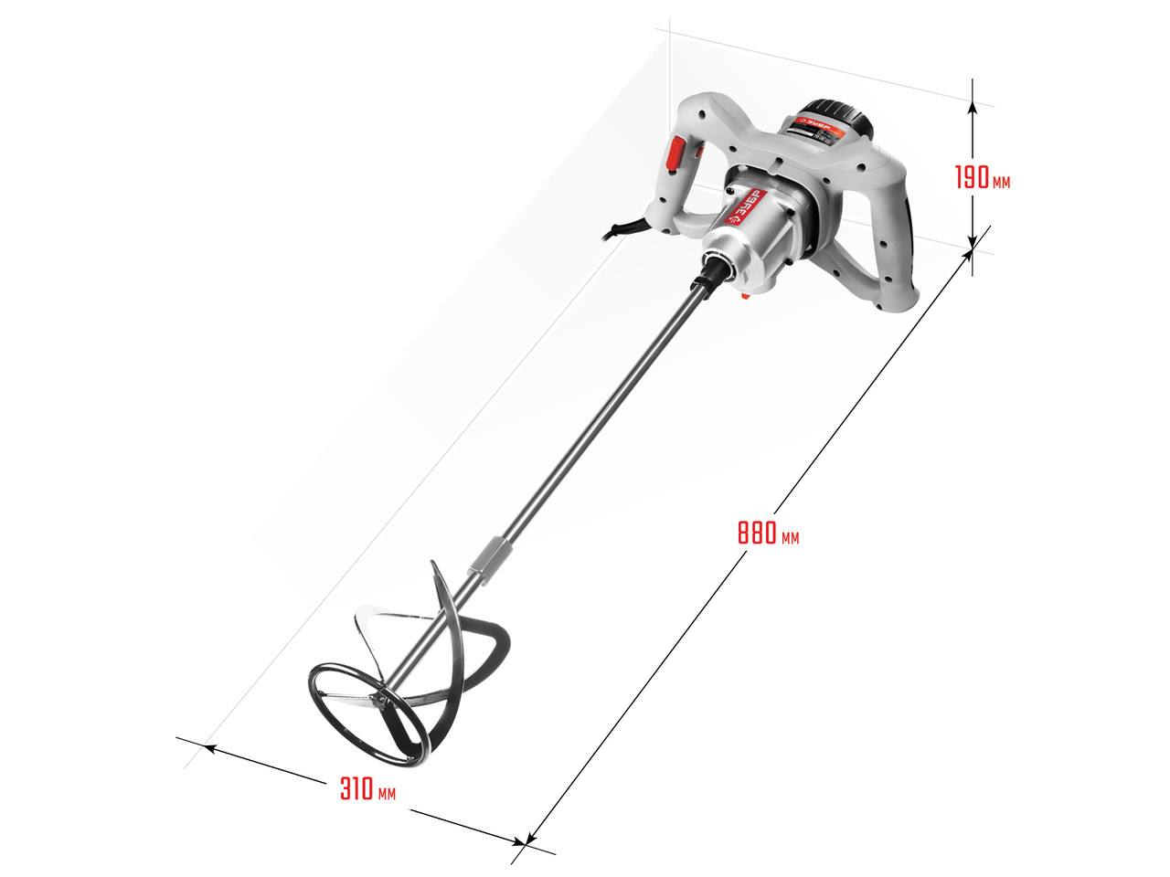 Миксер строительный, ЗУБР МР-1050-1, одинарный, универсальный "вверх/вниз", 1050 Вт, 2 скорости: 0-500 / 0-700 - фото 2 - id-p46566715