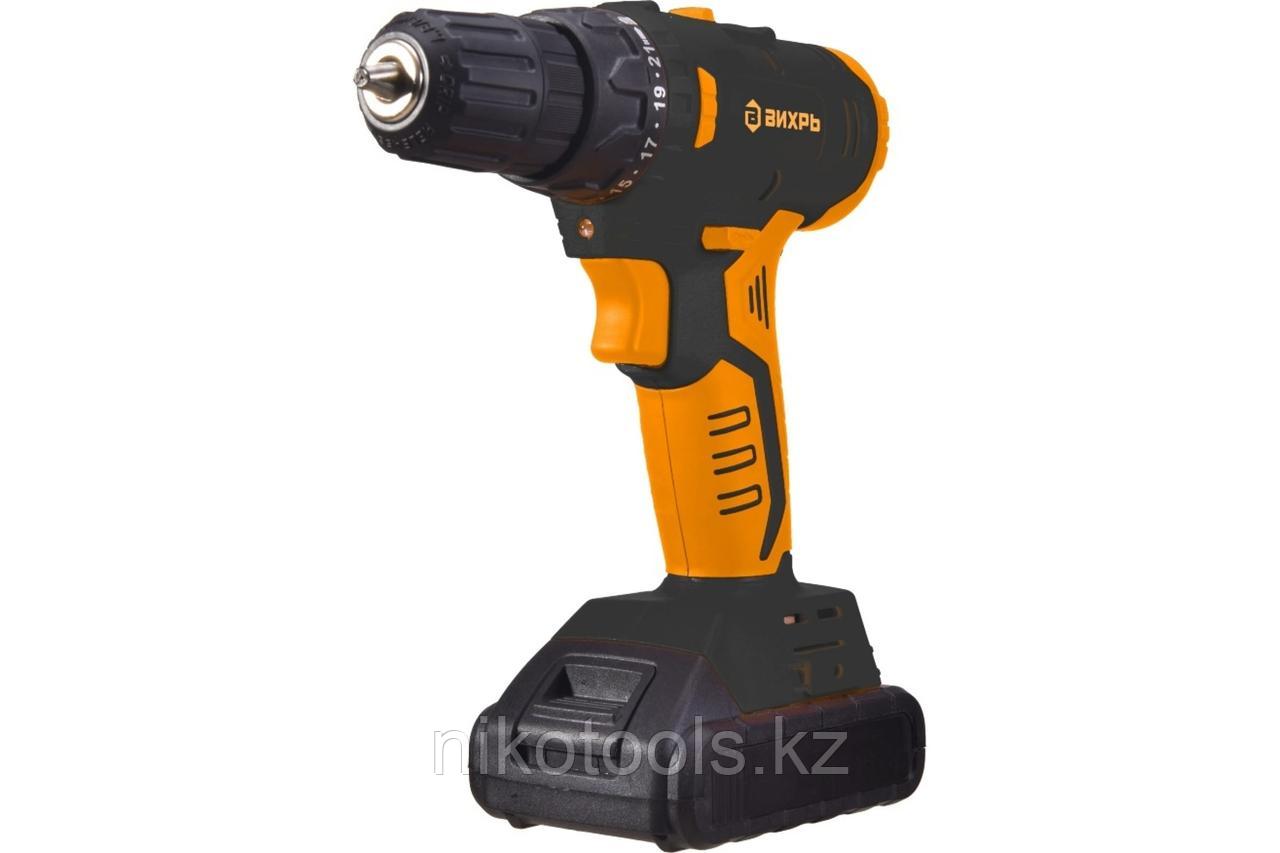 Дрель-шуруповерт аккумуляторная ДА-18Л-2К/Б (2,0 А/ч) (бесщеточный двигатель) Вихрь, фото 1