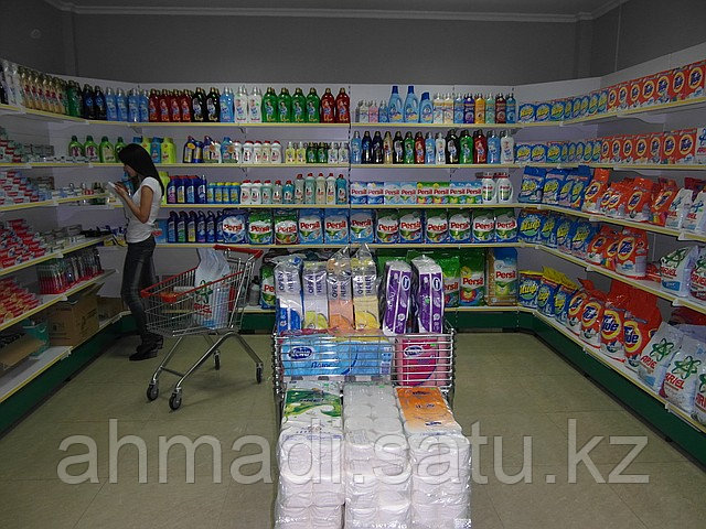 Торговое оборудование для  магазинов мыломоющей продукции. Магазин"Айко" в Алматы ул.Айманова уг.Джамбула