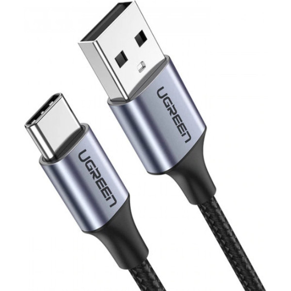 UGREEN 60127 Кабель US288 USB-A 2.0 to USB-C Cable Nickel Plating Aluminum Braid 1.5m (Black)